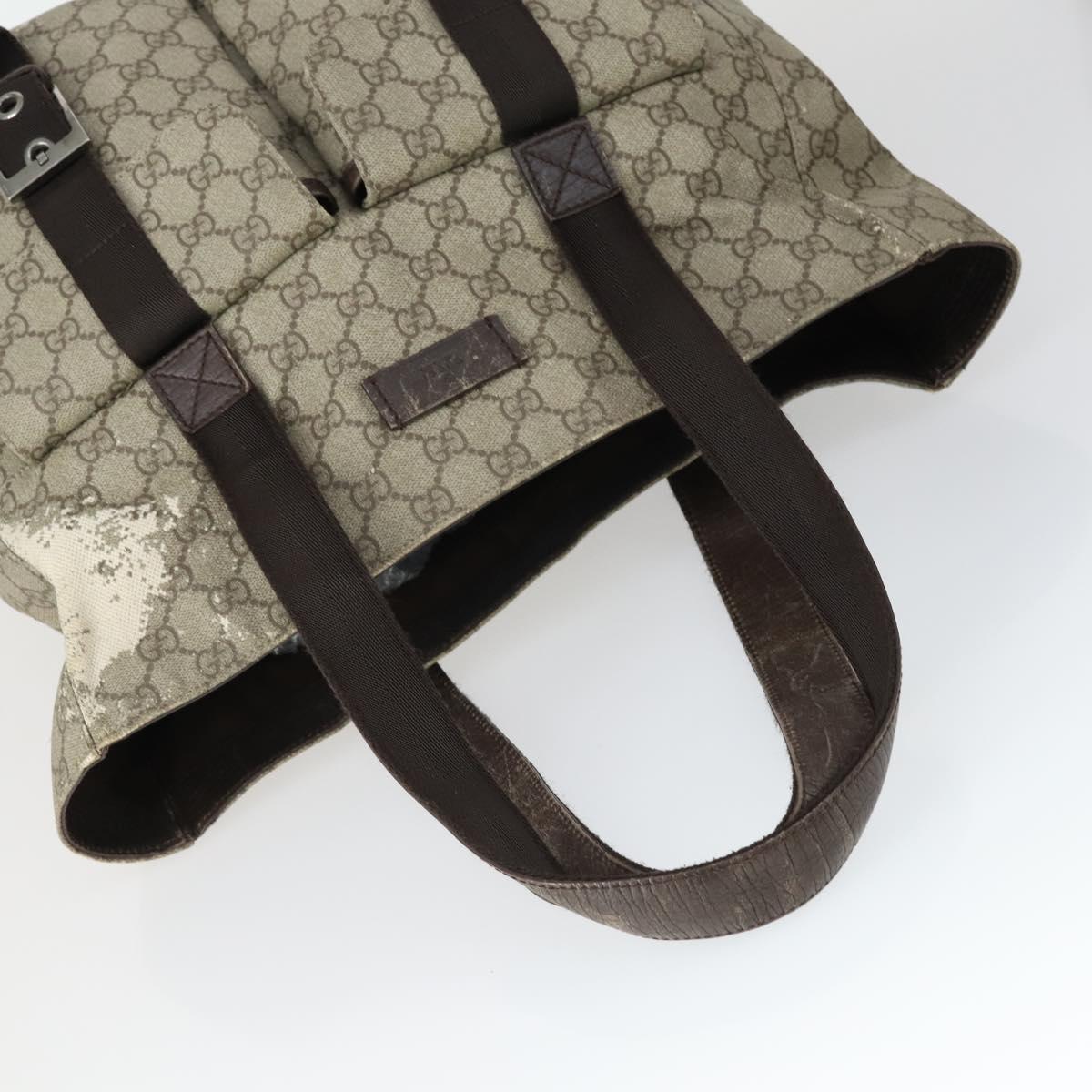 GUCCI GG Supreme Web Sherry Line Tote Bag PVC 5 Set Beige Red Auth mr1849