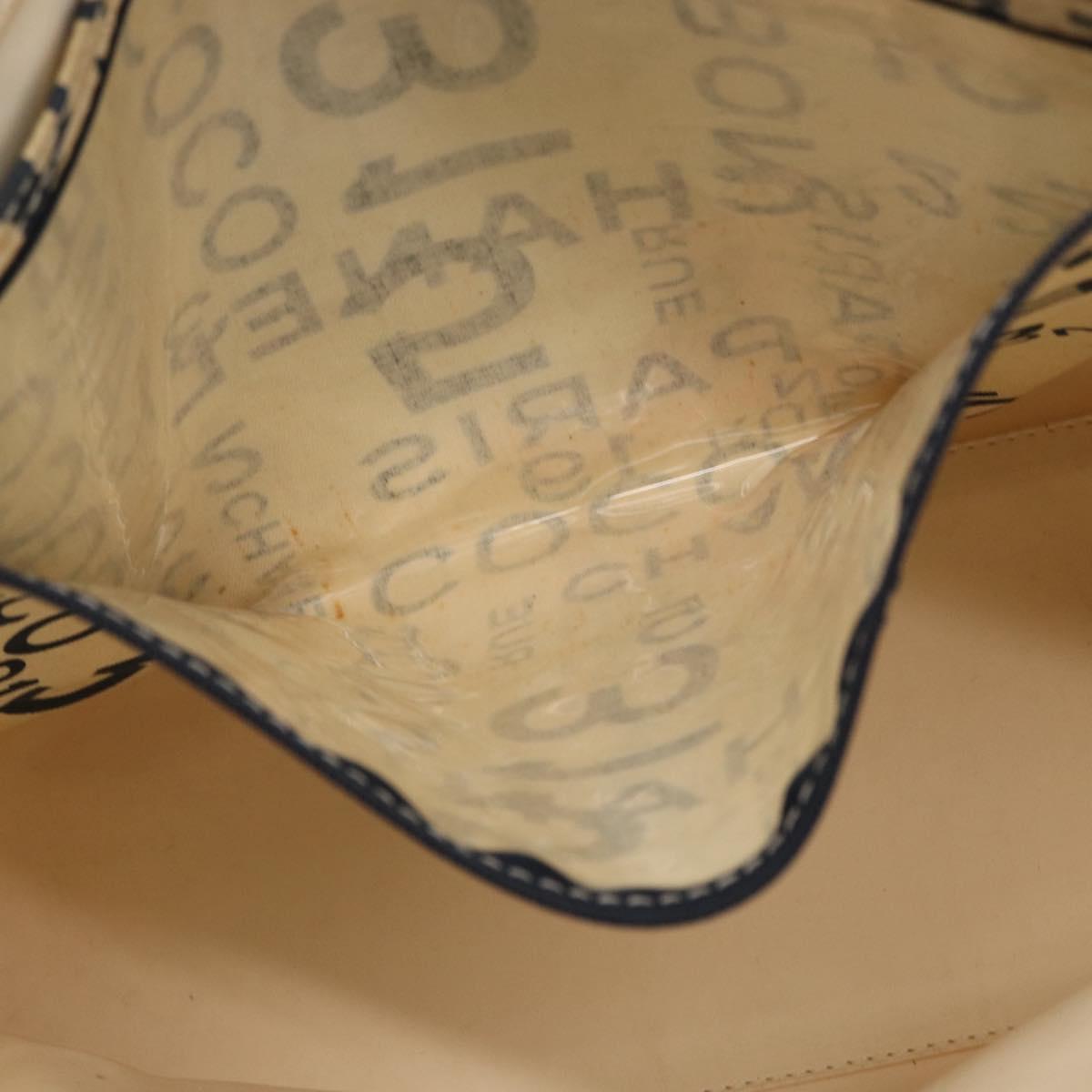 CHANEL By Sea Line Tote Bag Canvas Navy Beige CC Auth mr1854