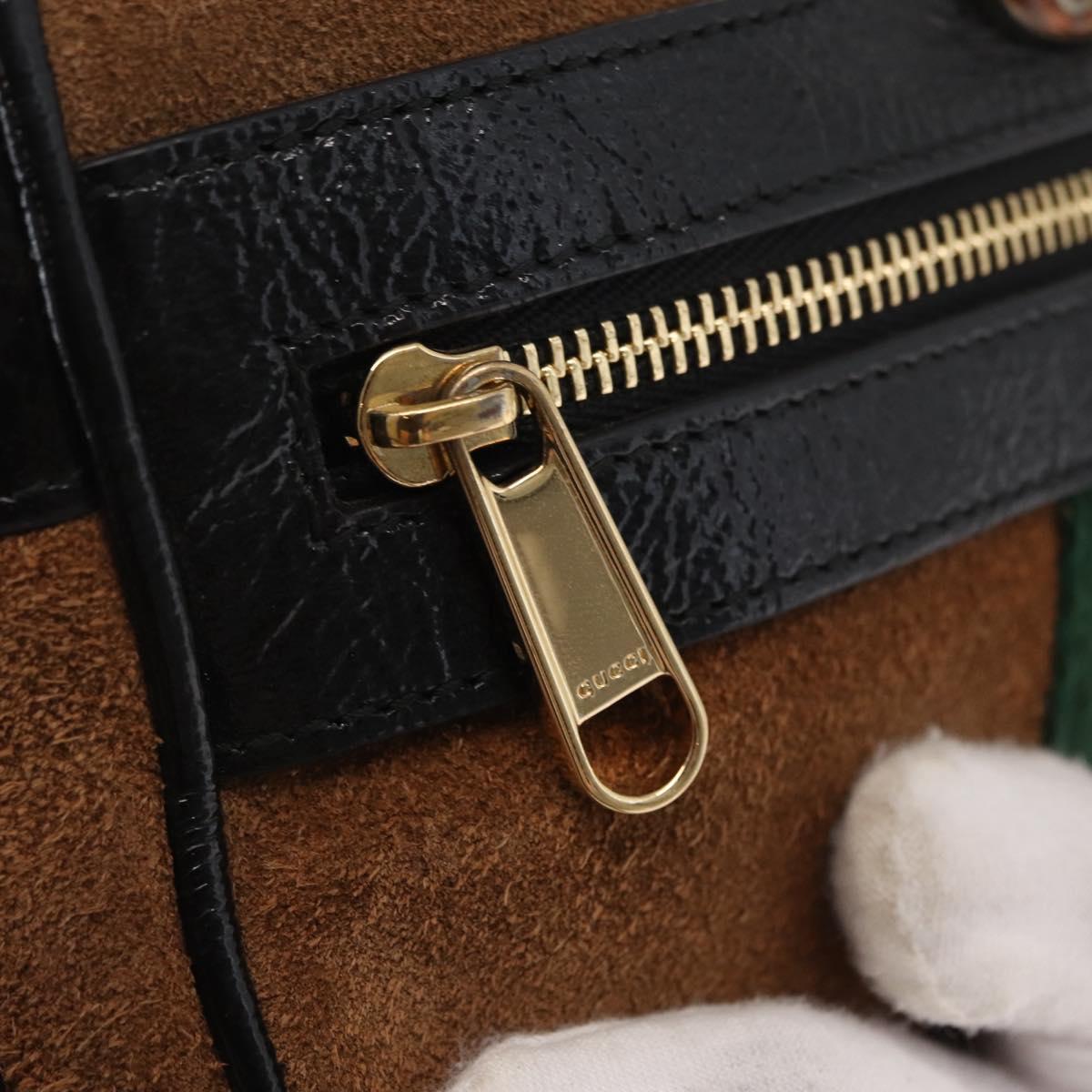GUCCI Web Sherry Line Shoulder Bag Suede Leather Brown Gold 573321 Auth mr1859