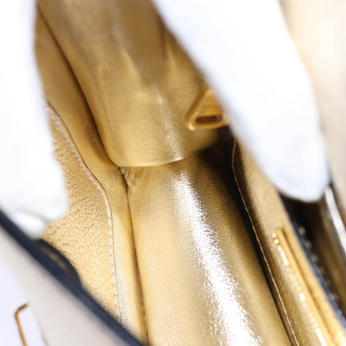 Miu Miu Hand Bag Leather 2way Gold Auth mr186