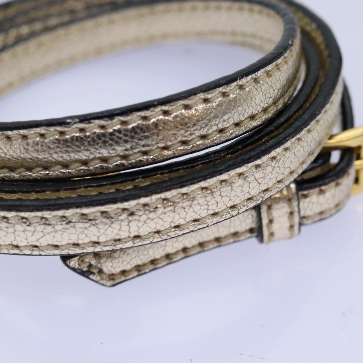 Miu Miu Hand Bag Leather 2way Gold Auth mr186