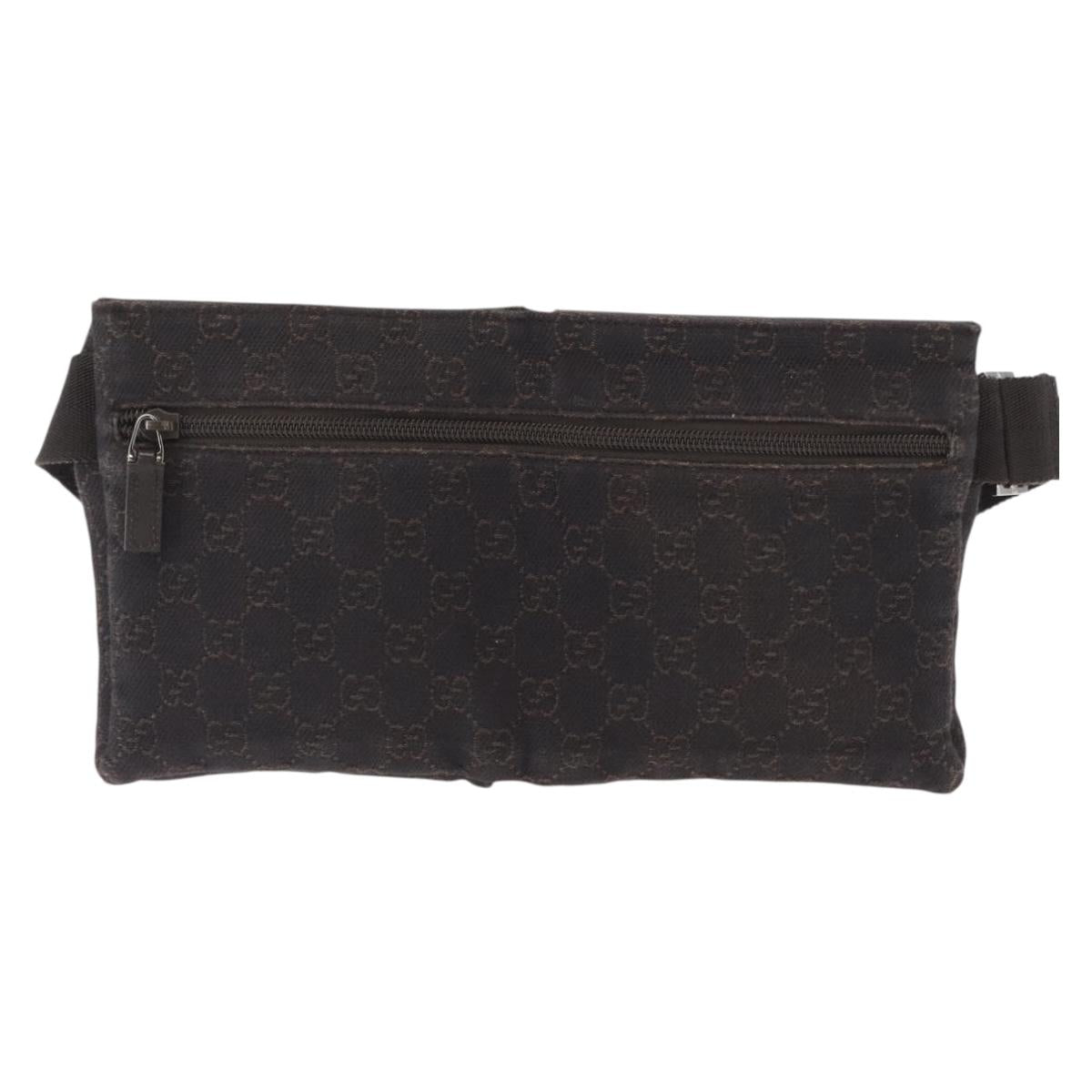 GUCCI GG Canvas Waist bag Brown Silver 28566 Auth mr1863