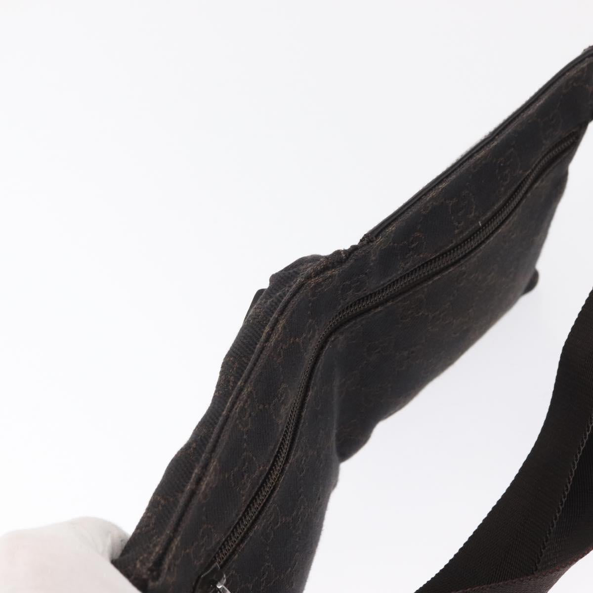 GUCCI GG Canvas Waist bag Brown Silver 28566 Auth mr1863