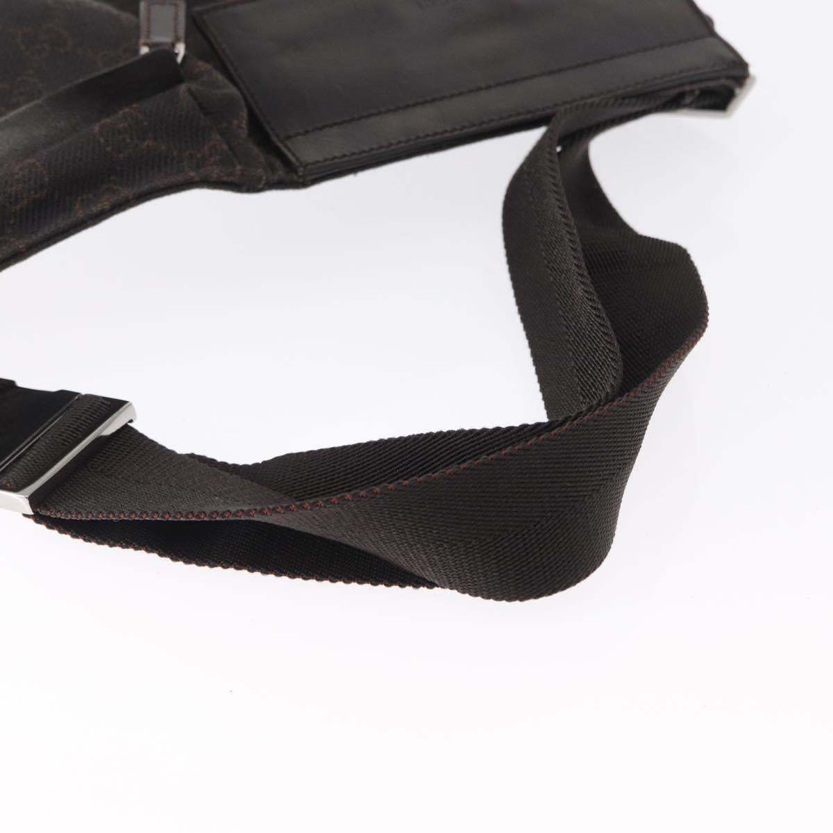 GUCCI GG Canvas Waist bag Brown Silver 28566 Auth mr1863