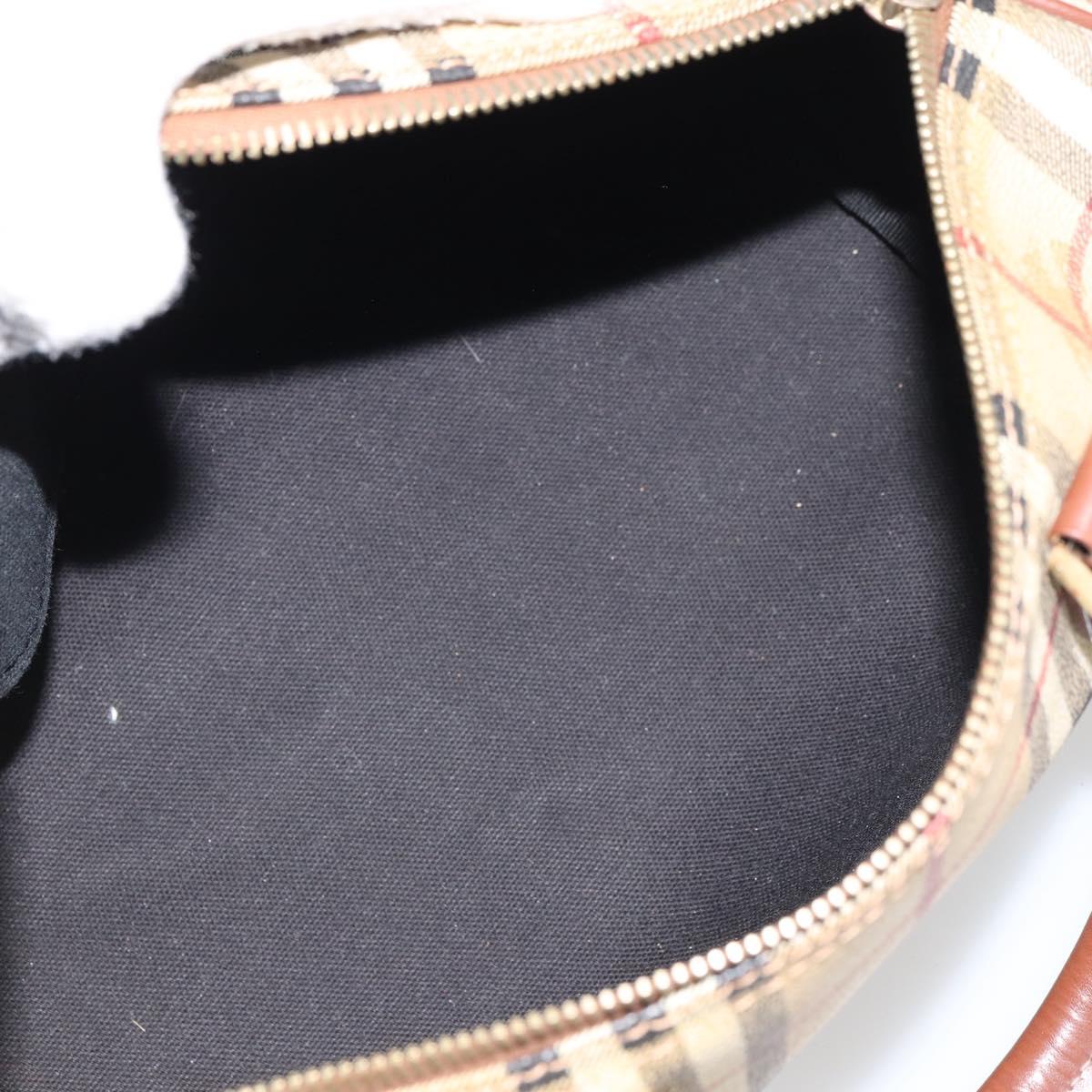 BURBERRY Nova Check Hand Bag PVC Beige Gold Auth mr1864V
