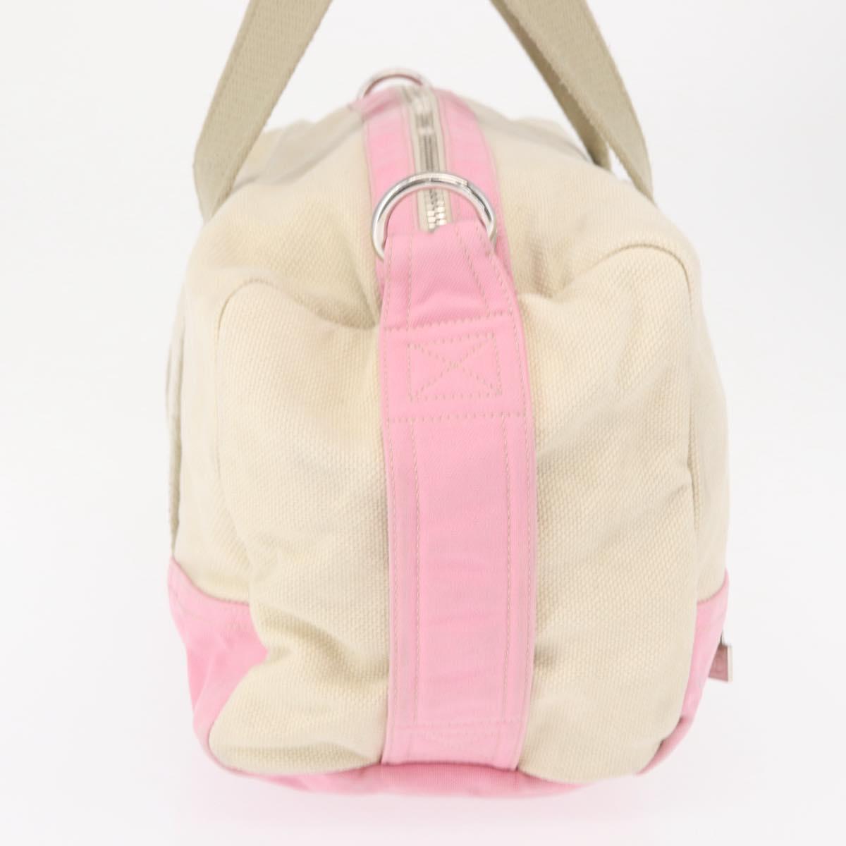 CHANEL Boston Bag Canvas Pink Silver CC Auth mr1869