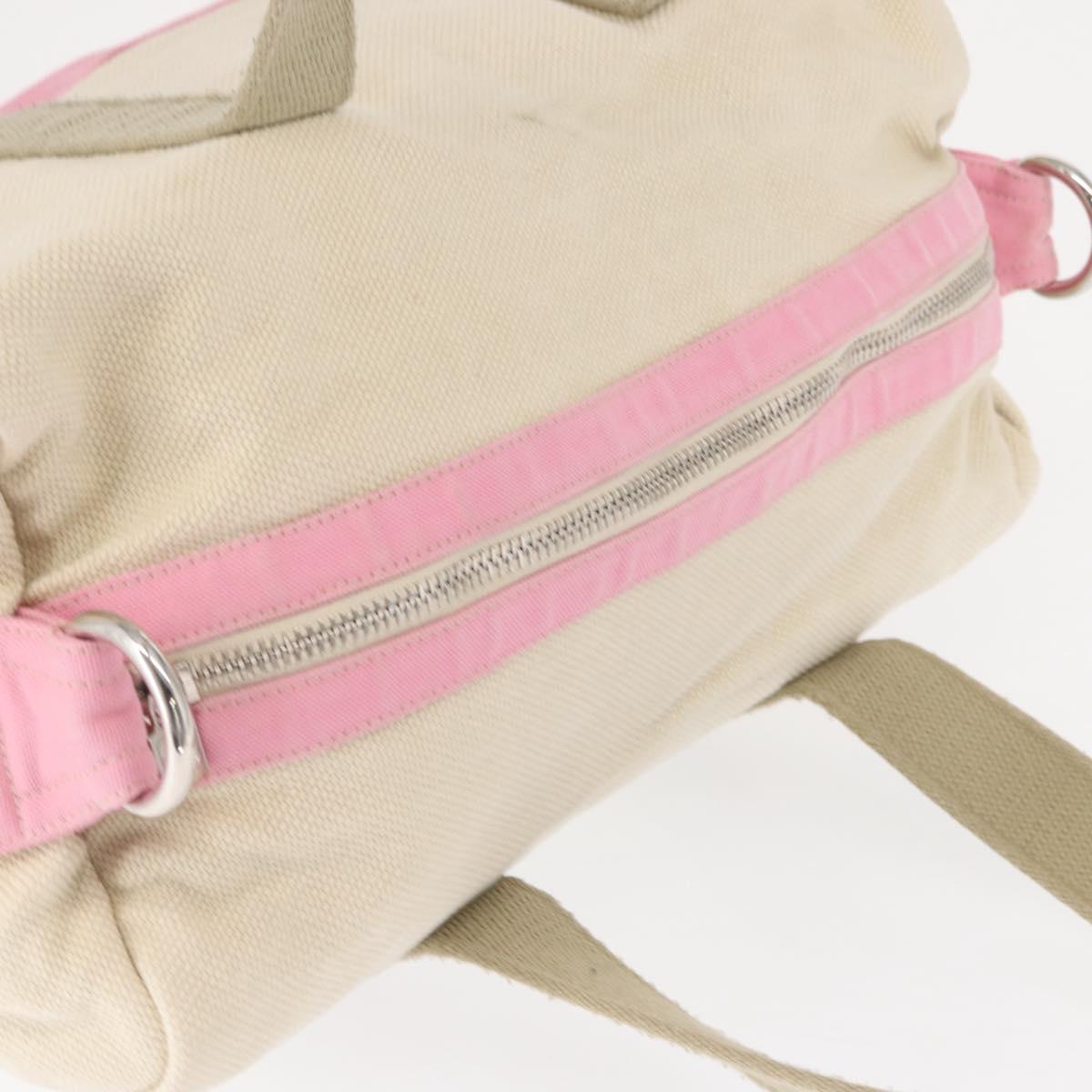CHANEL Boston Bag Canvas Pink Silver CC Auth mr1869