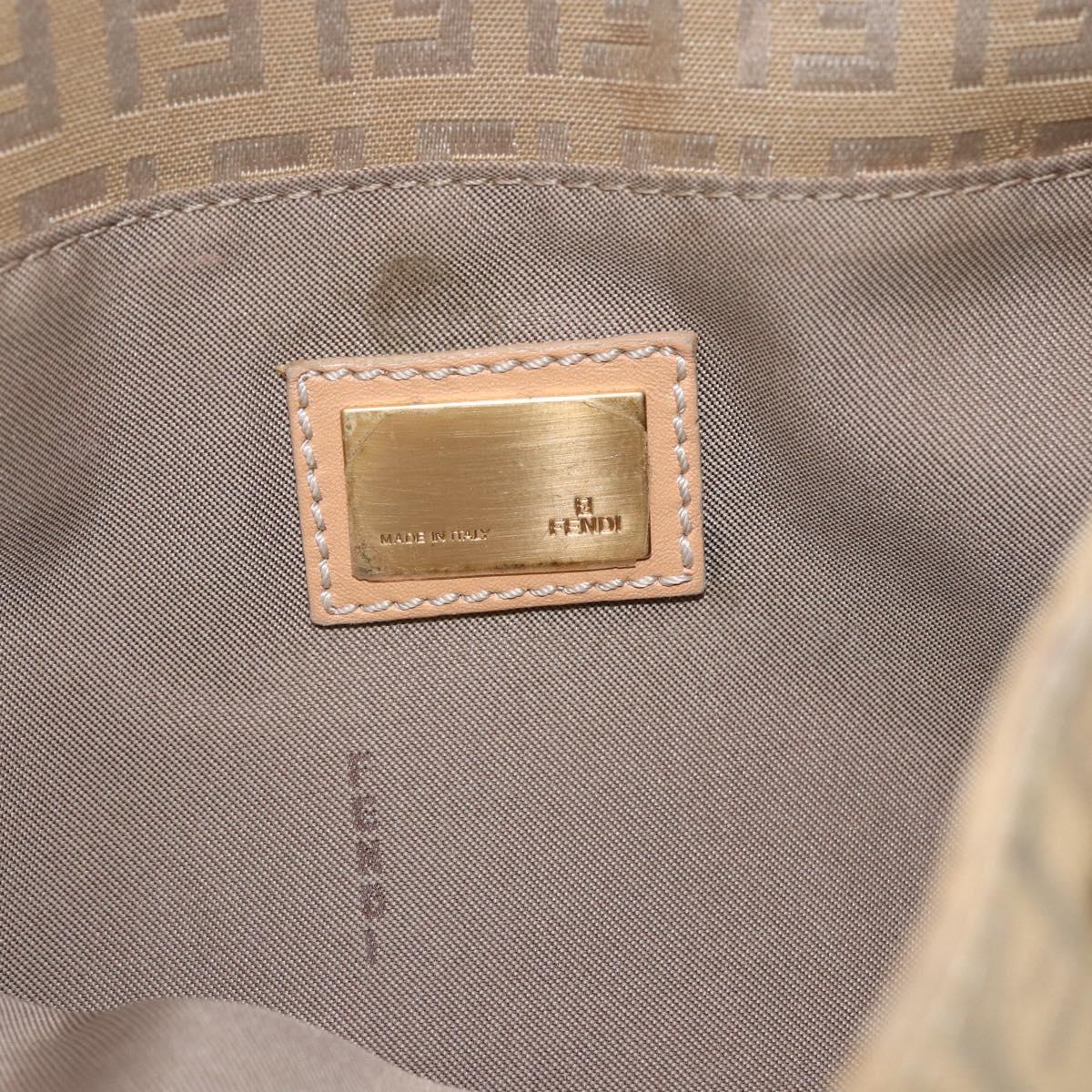 FENDI Zucchino Canvas Hand Bag Beige Gold Auth mr1871