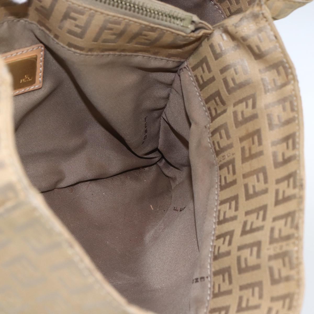 FENDI Zucchino Canvas Hand Bag Beige Gold Auth mr1871