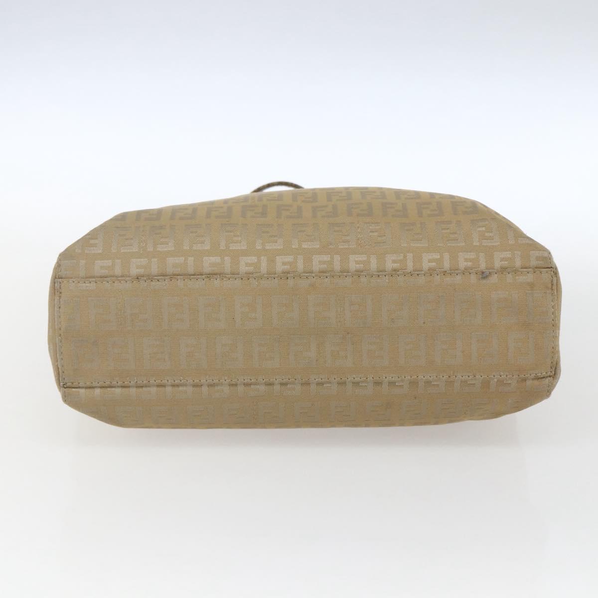 FENDI Zucchino Canvas Hand Bag Beige Gold Auth mr1871
