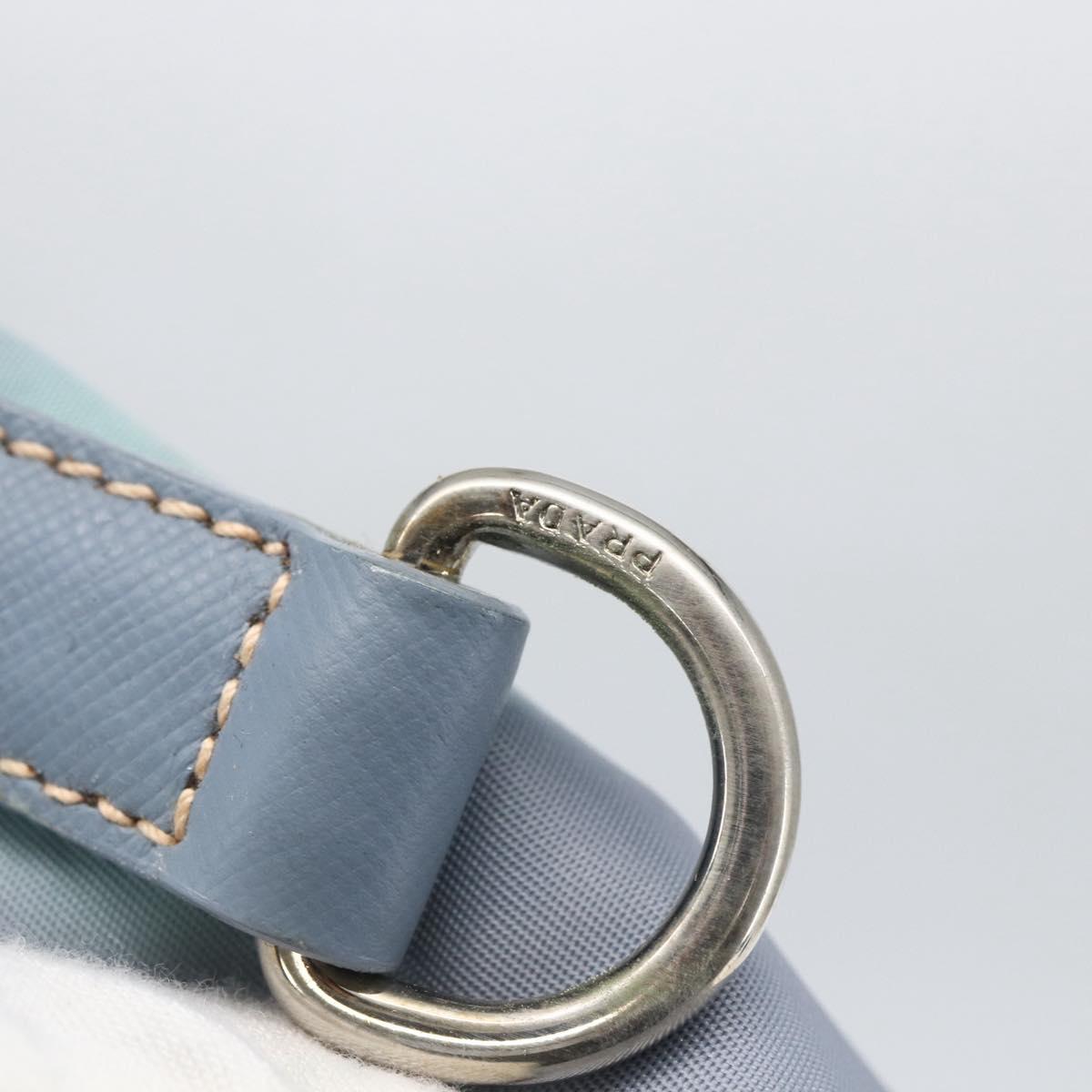 PRADA Hand Bag Nylon Light Blue Silver Auth mr1874