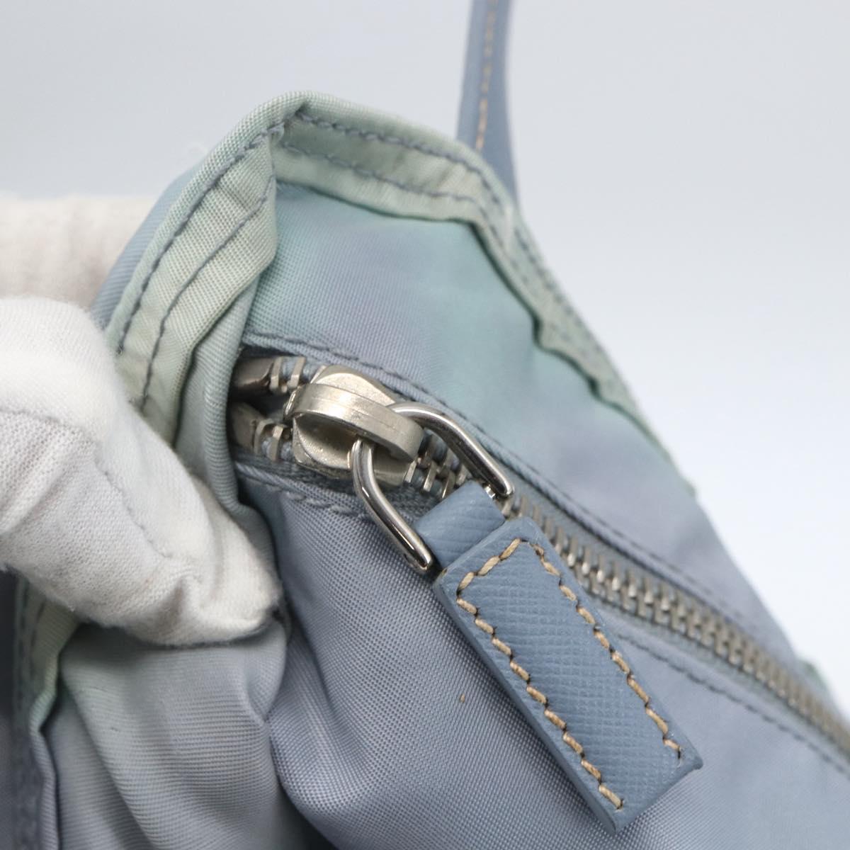PRADA Hand Bag Nylon Light Blue Silver Auth mr1874