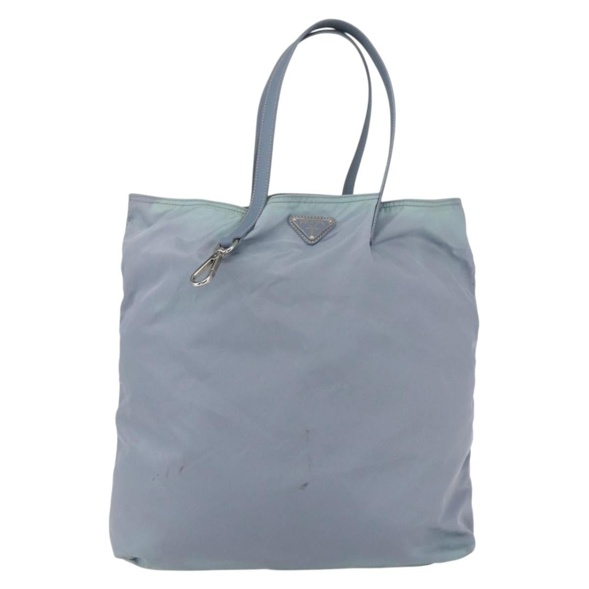 PRADA Hand Bag Nylon Light Blue Silver Auth mr1874