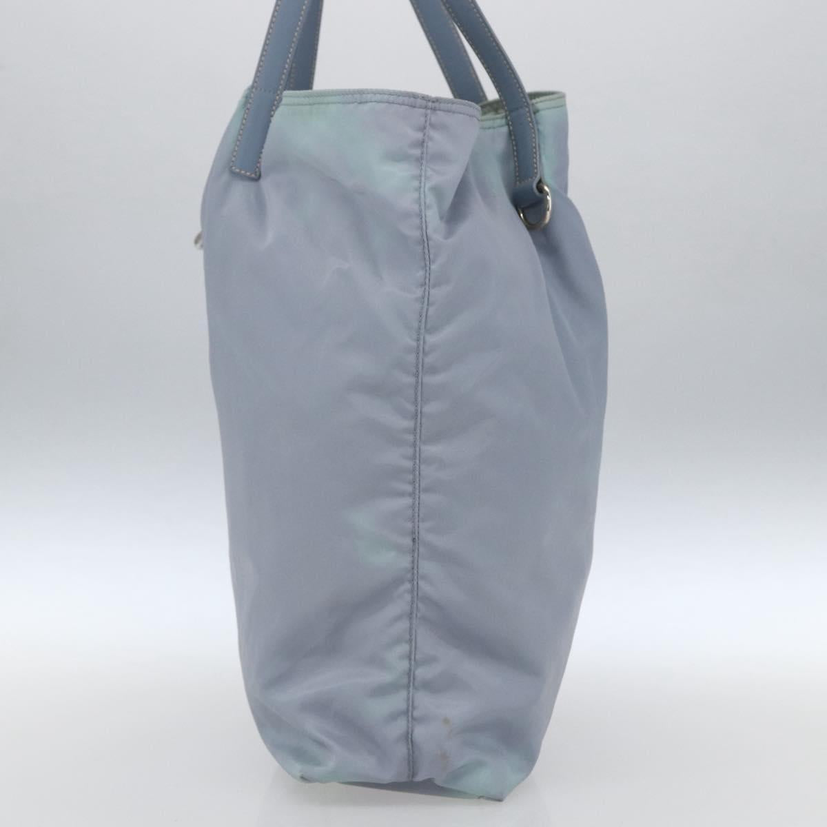 PRADA Hand Bag Nylon Light Blue Silver Auth mr1874