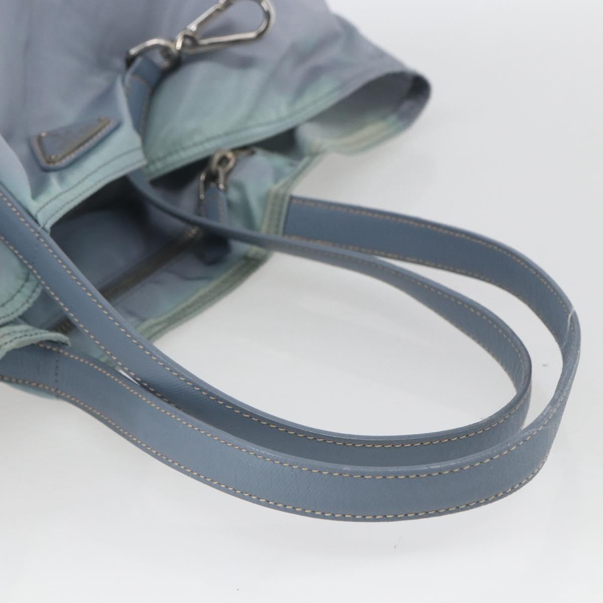 PRADA Hand Bag Nylon Light Blue Silver Auth mr1874