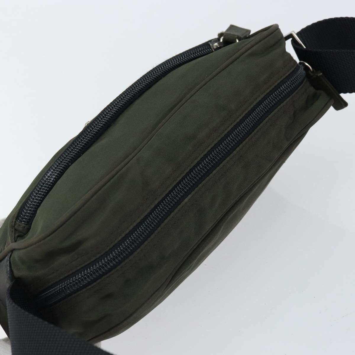 PRADA Shoulder Bag Nylon Khaki Silver Auth mr1875