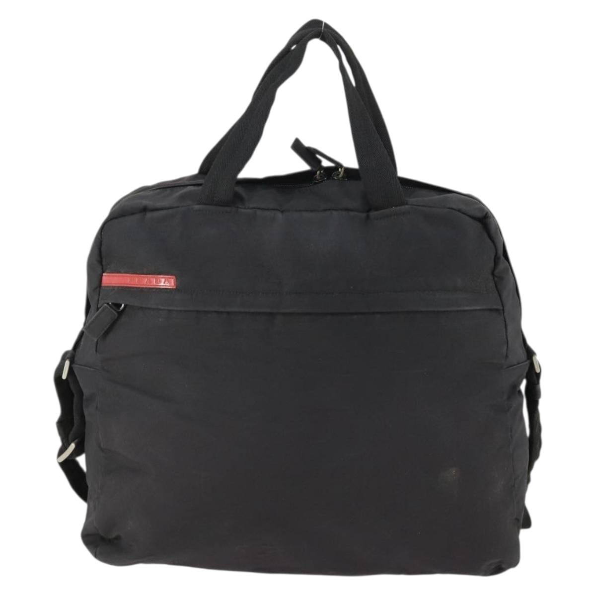 PRADA Sports Hand Bag Nylon 2way Black Silver Auth mr1877