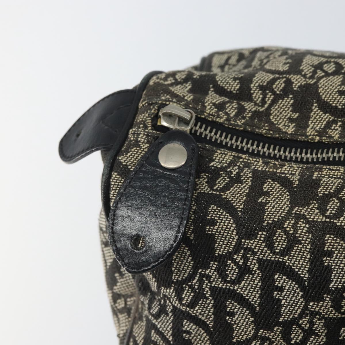 Christian Dior Trotter Canvas Boston Bag Black Silver Auth mr1878