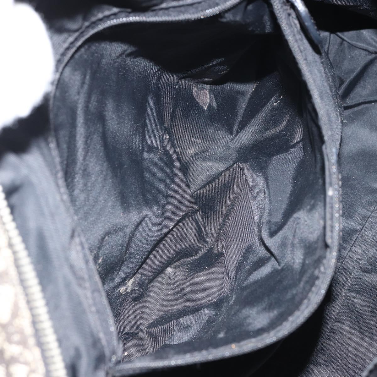 Christian Dior Trotter Canvas Boston Bag Black Silver Auth mr1878