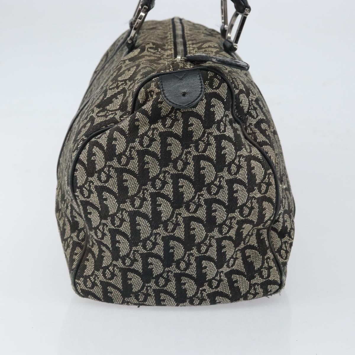 Christian Dior Trotter Canvas Boston Bag Black Silver Auth mr1878