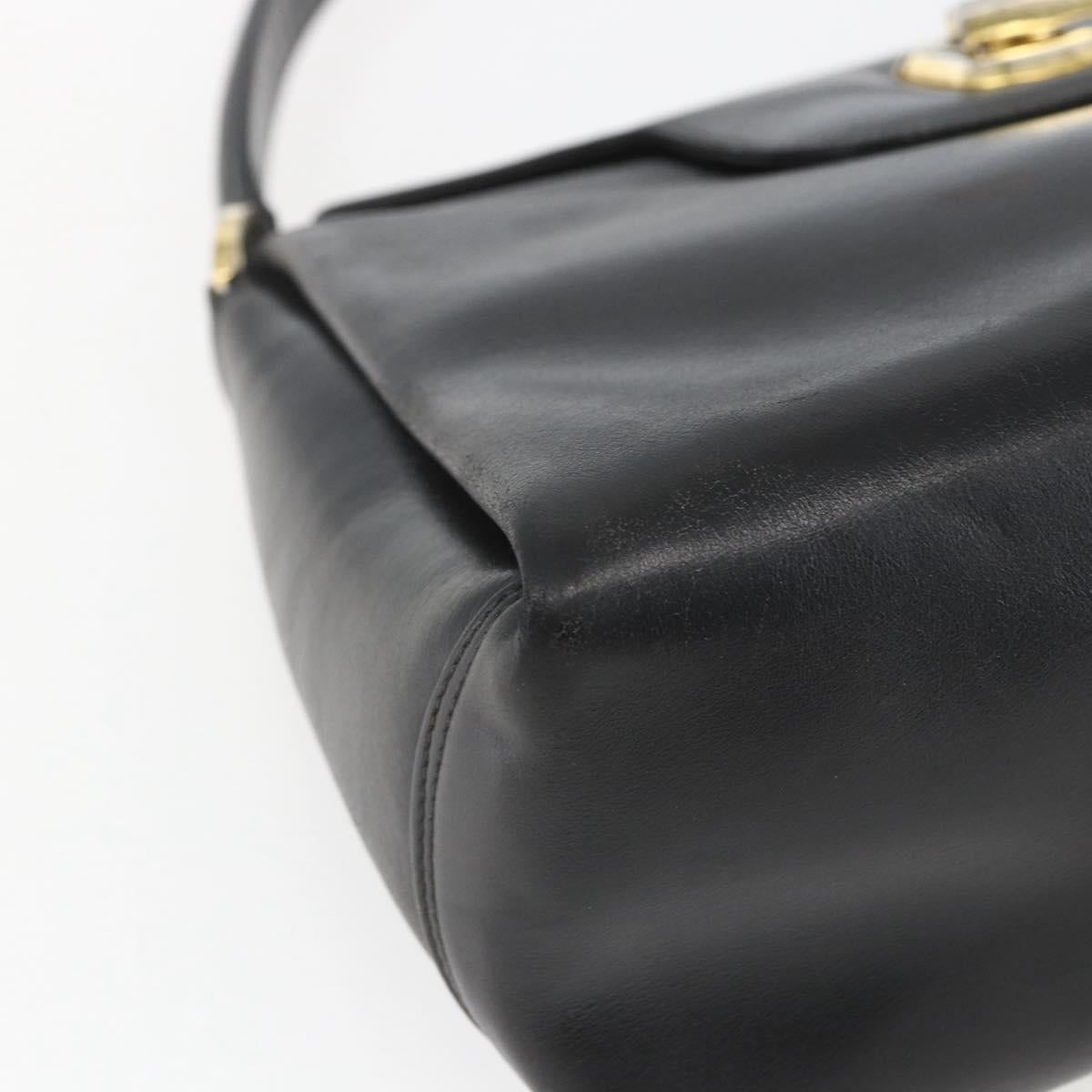 GUCCI Hand Bag Leather Black gold 406 000 1080 Auth mr1883