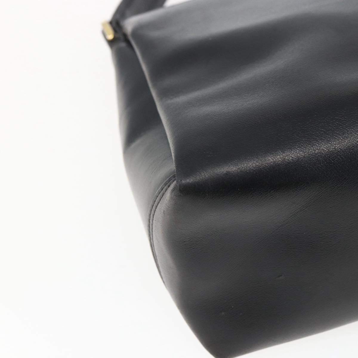 GUCCI Hand Bag Leather Black gold 406 000 1080 Auth mr1883