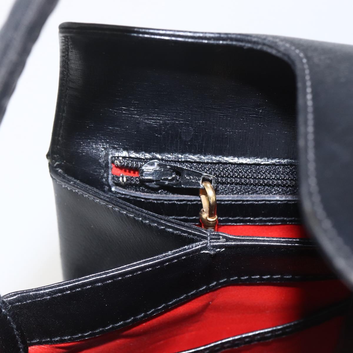 GUCCI Hand Bag Leather Black gold 406 000 1080 Auth mr1883