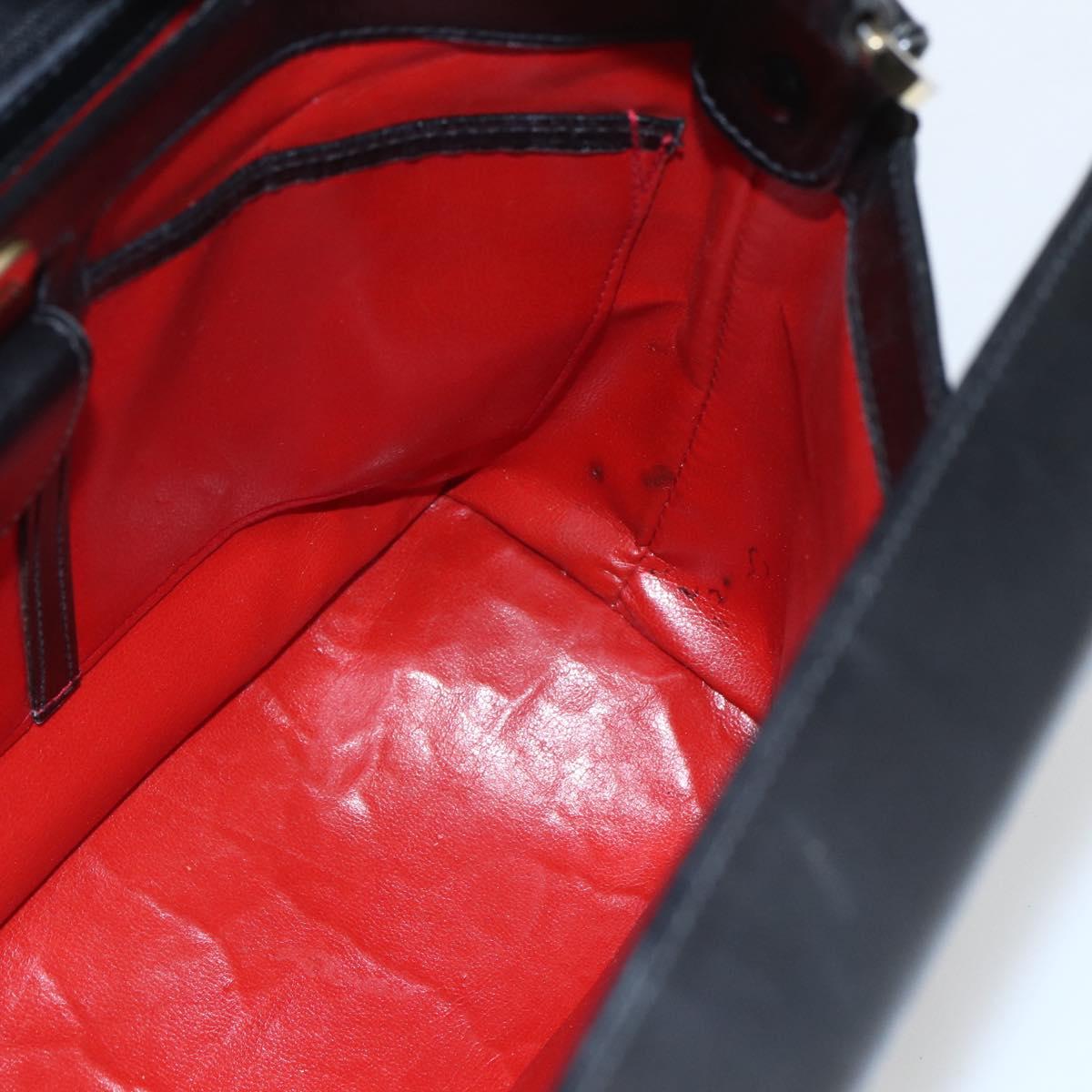 GUCCI Hand Bag Leather Black gold 406 000 1080 Auth mr1883