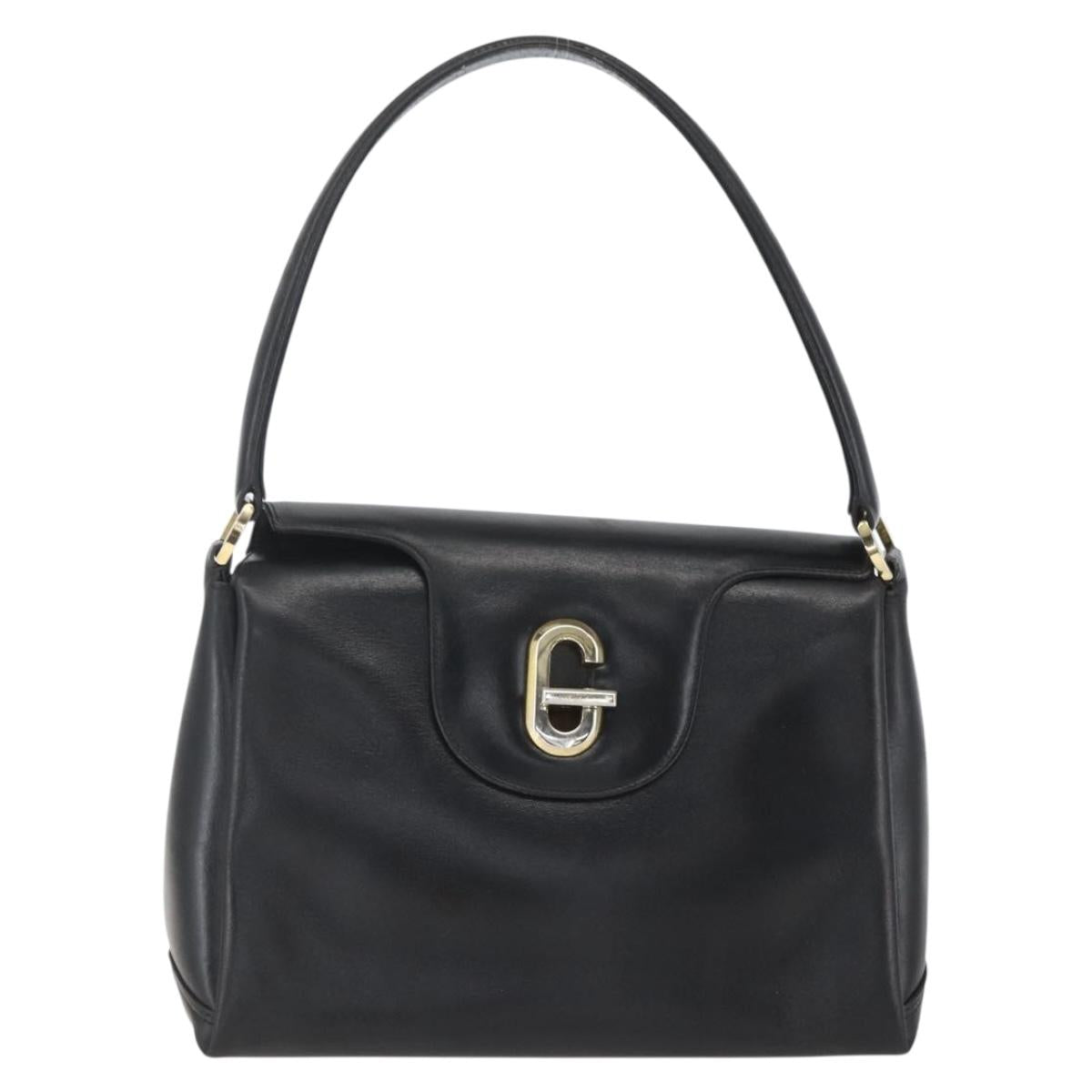 GUCCI Hand Bag Leather Black gold 406 000 1080 Auth mr1883