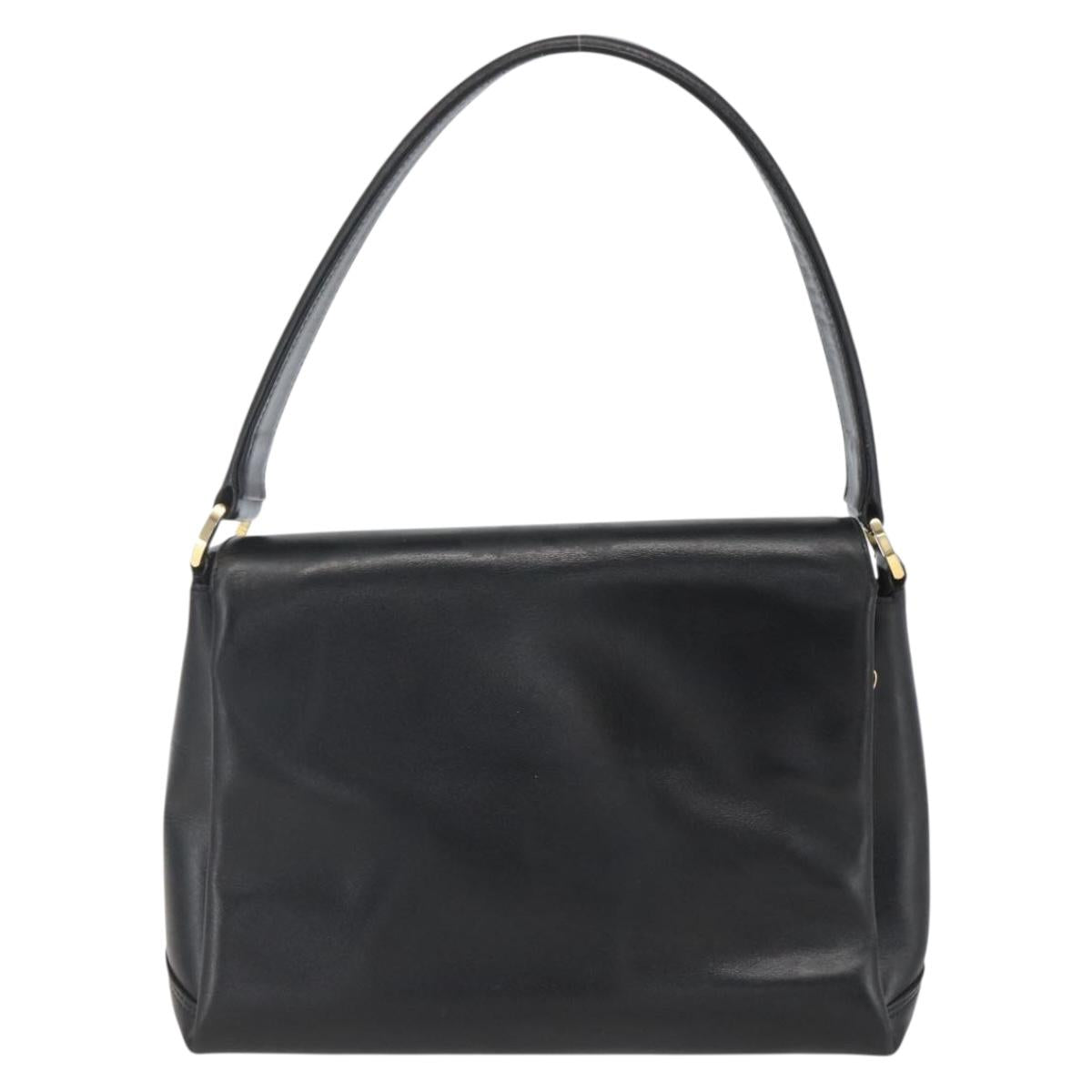 GUCCI Hand Bag Leather Black gold 406 000 1080 Auth mr1883