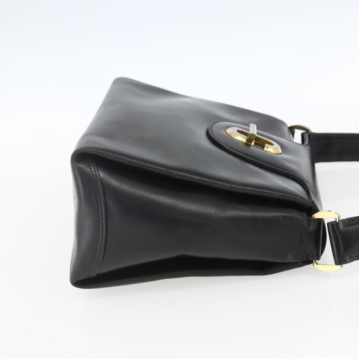 GUCCI Hand Bag Leather Black gold 406 000 1080 Auth mr1883