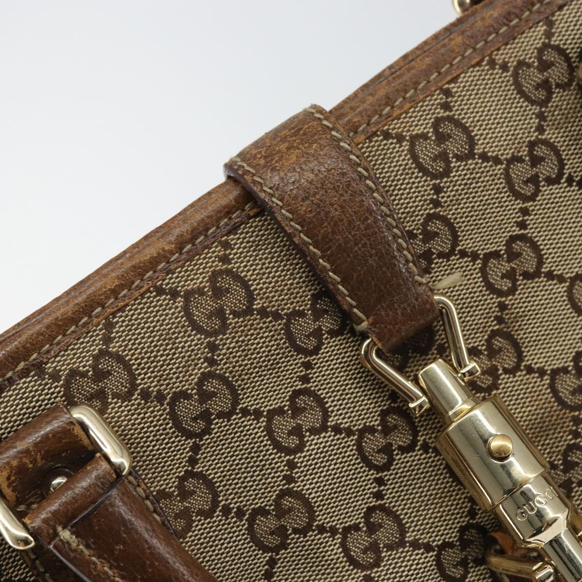 GUCCI GG Canvas Jackie Hand Bag Beige Gold 145817 Auth mr1884