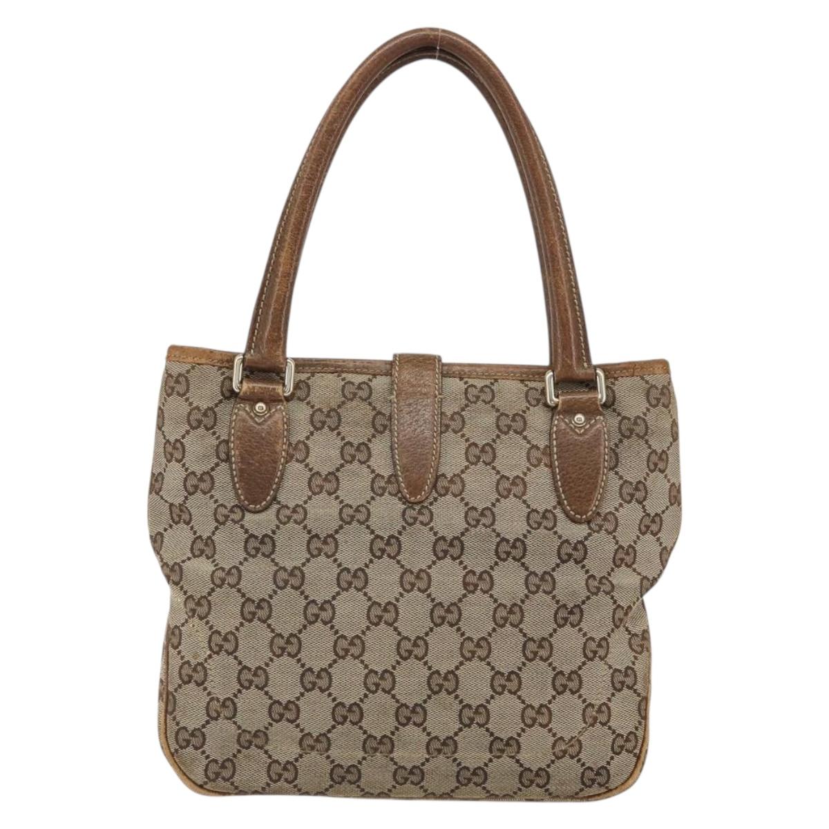 GUCCI GG Canvas Jackie Hand Bag Beige Gold 145817 Auth mr1884