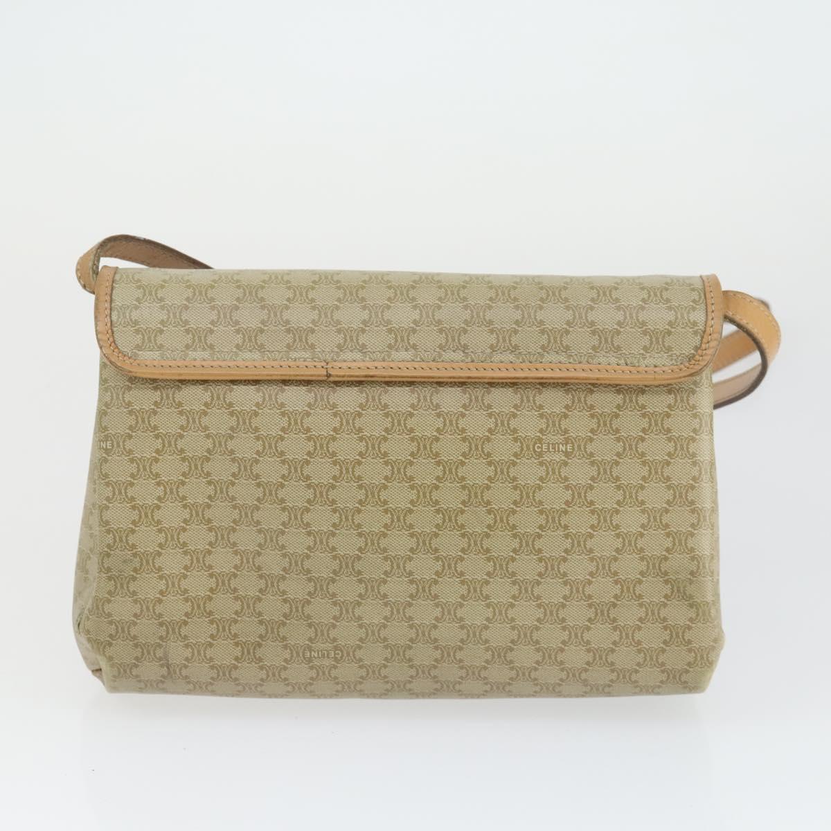 CELINE Macadam Canvas Shoulder Bag PVC Leather 3 Set Brown Beige Auth mr1885