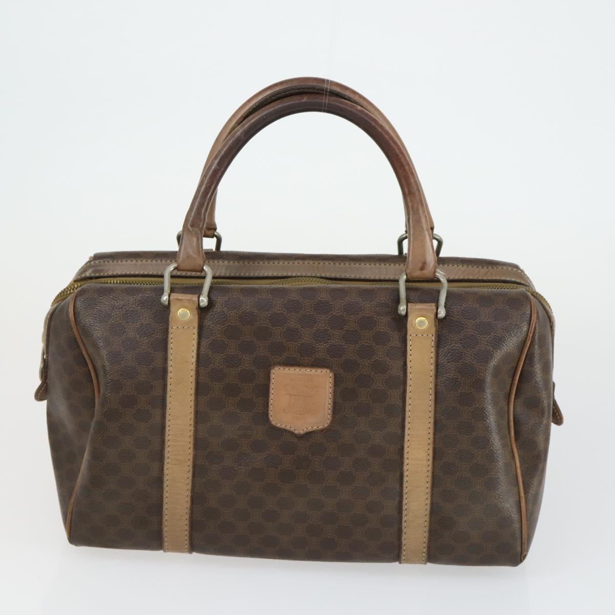 CELINE Macadam Canvas Shoulder Bag PVC Leather 3 Set Brown Beige Auth mr1885