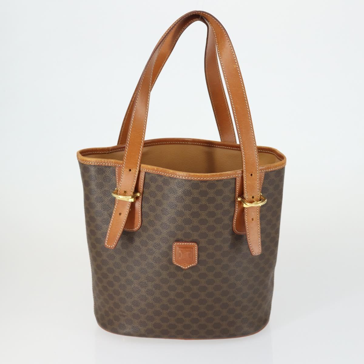 CELINE Macadam Canvas Shoulder Bag PVC Leather 3 Set Brown Beige Auth mr1885