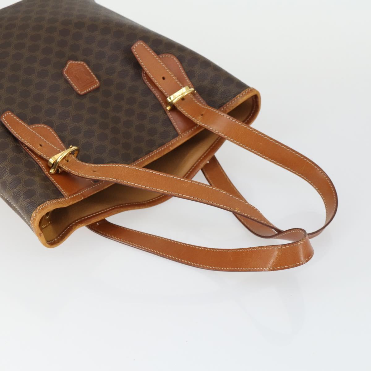 CELINE Macadam Canvas Shoulder Bag PVC Leather 3 Set Brown Beige Auth mr1885