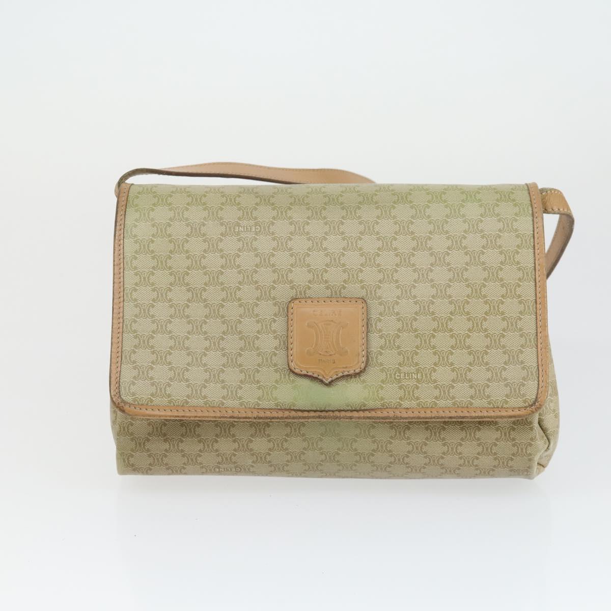 CELINE Macadam Canvas Shoulder Bag PVC Leather 3 Set Brown Beige Auth mr1885