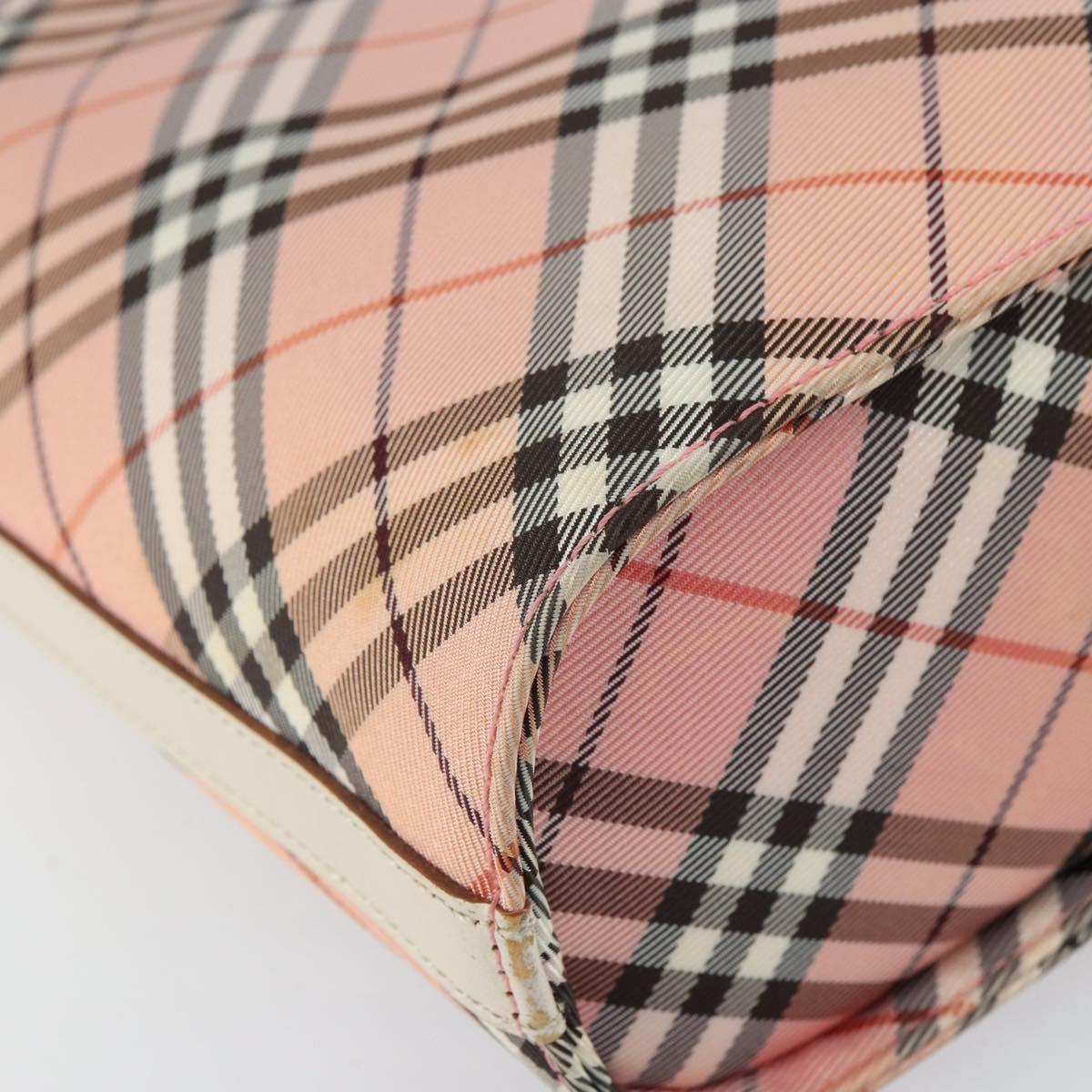 BURBERRY Nova Check Blue Label Shoulder Bag Canvas Pink Silver Auth mr1891