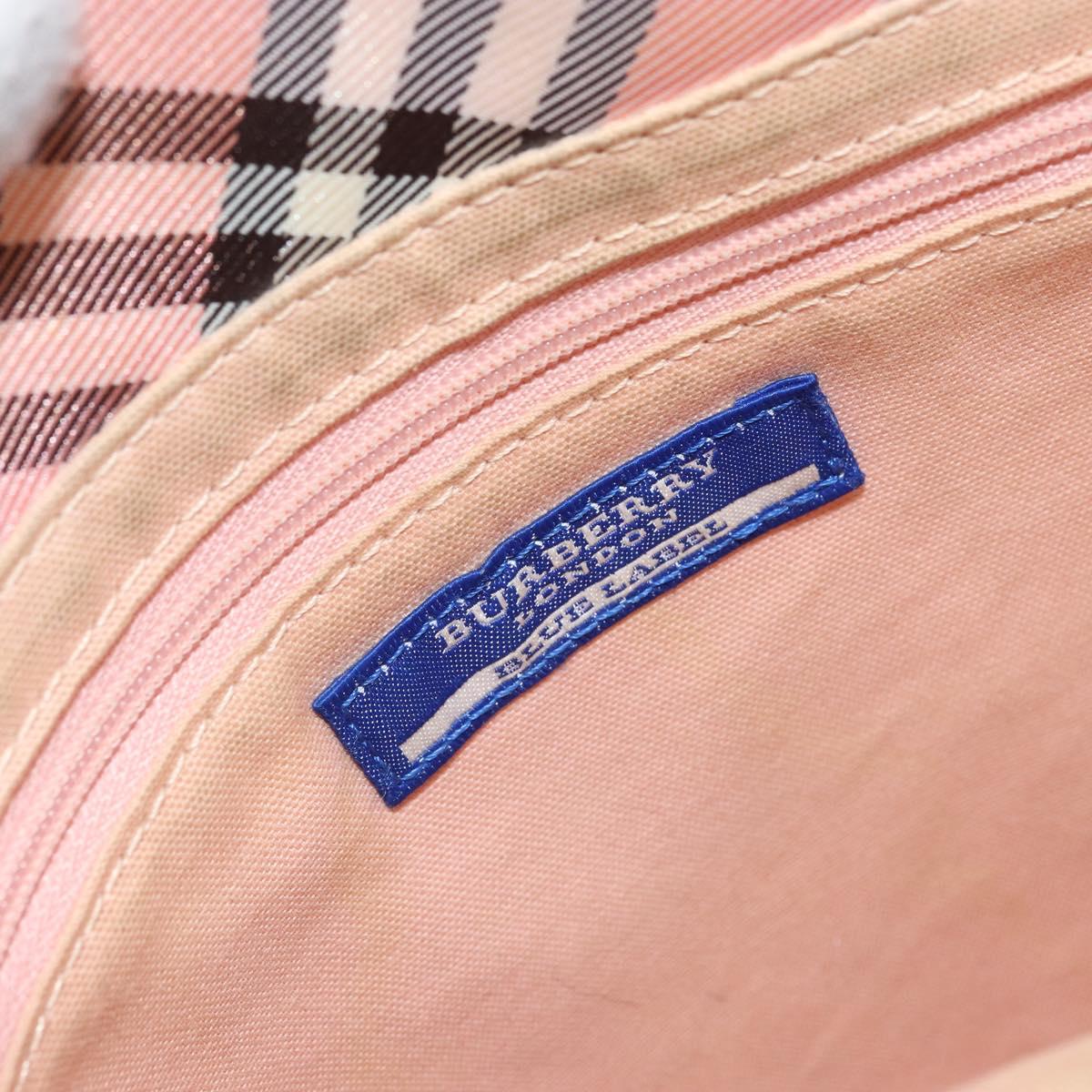 BURBERRY Nova Check Blue Label Shoulder Bag Canvas Pink Silver Auth mr1891