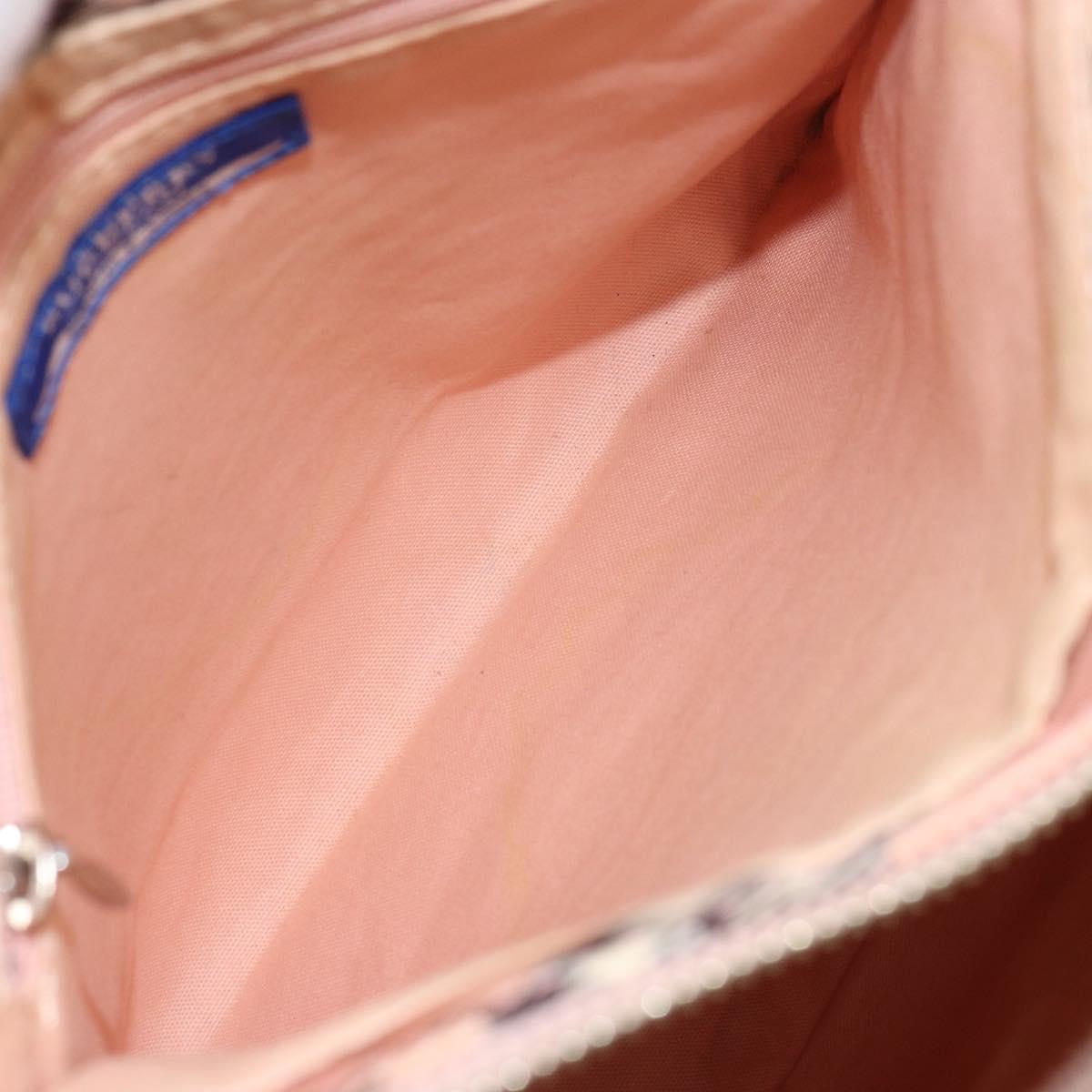 BURBERRY Nova Check Blue Label Shoulder Bag Canvas Pink Silver Auth mr1891