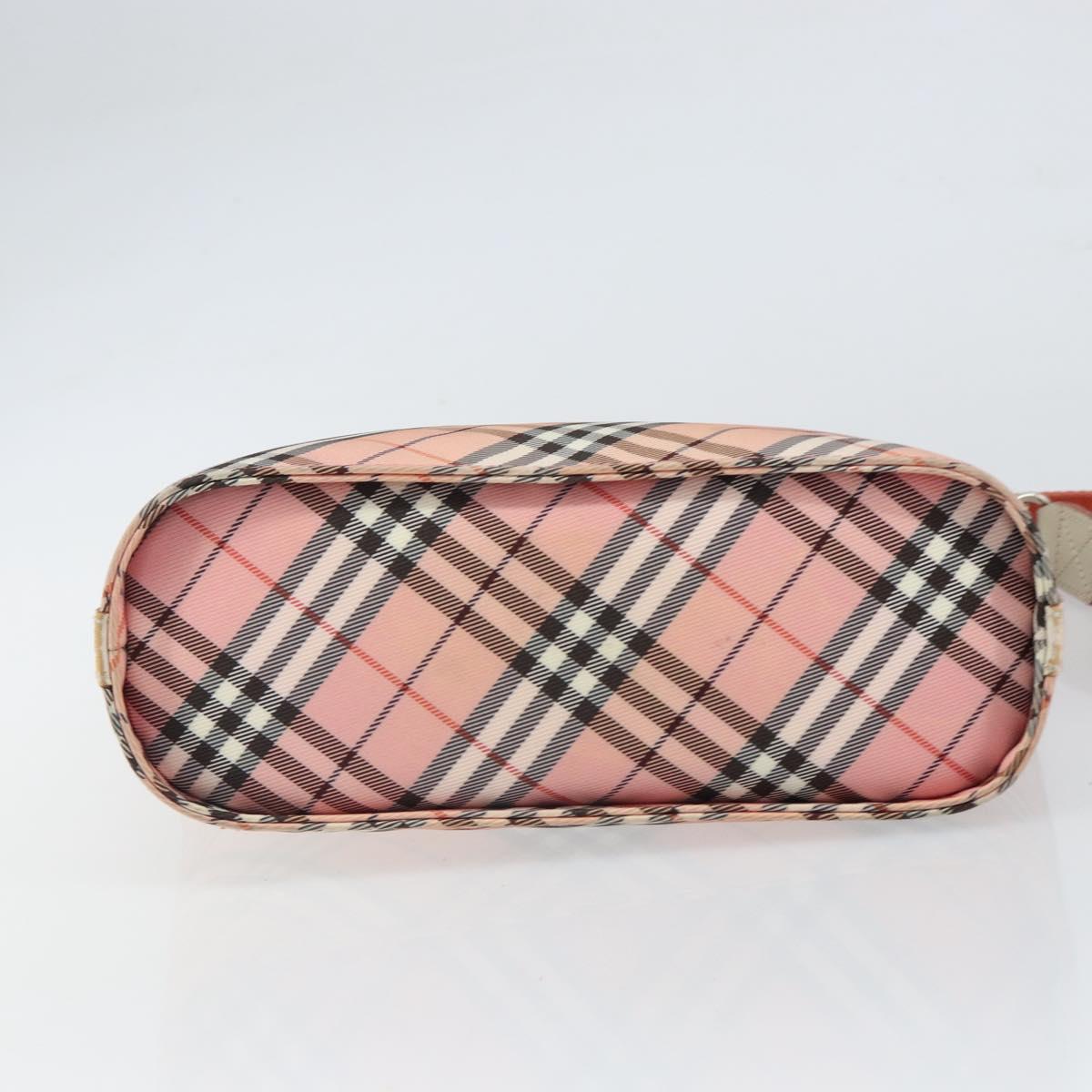 BURBERRY Nova Check Blue Label Shoulder Bag Canvas Pink Silver Auth mr1891