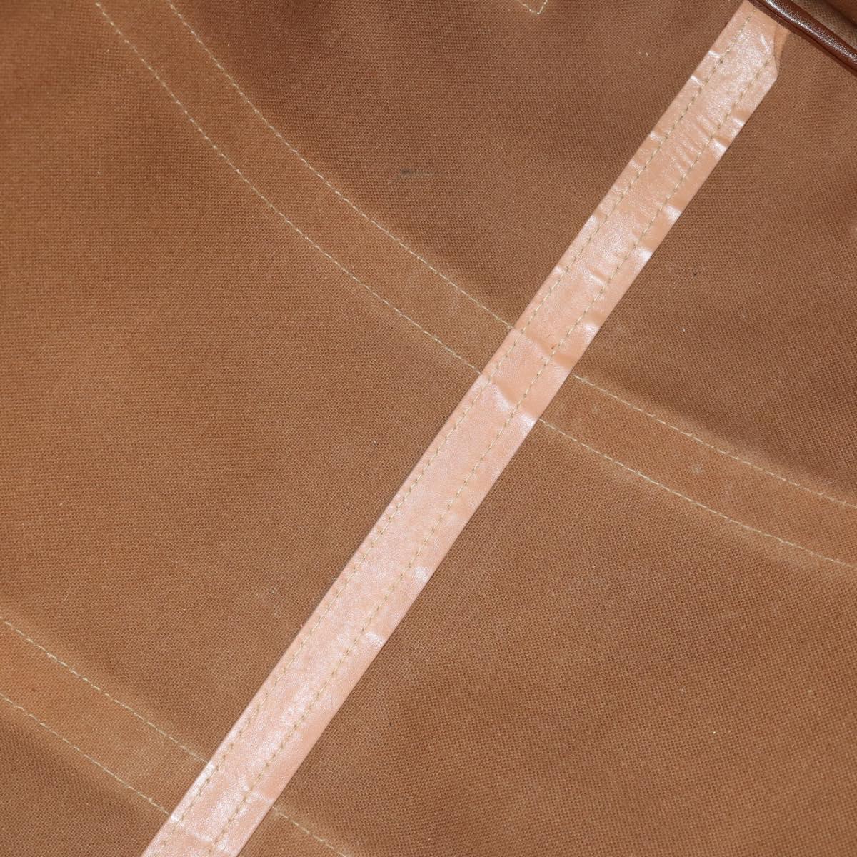 CELINE Macadam Canvas Boston Bag PVC Leather Brown Gold Auth mr1894