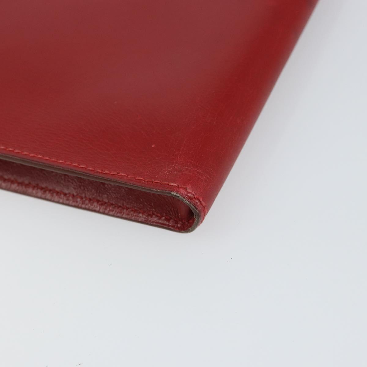 HERMES Clutch Bag Leather Red Auth mr1895
