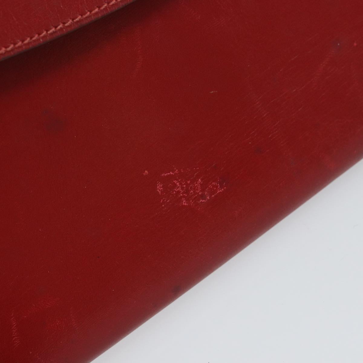 HERMES Clutch Bag Leather Red Auth mr1895