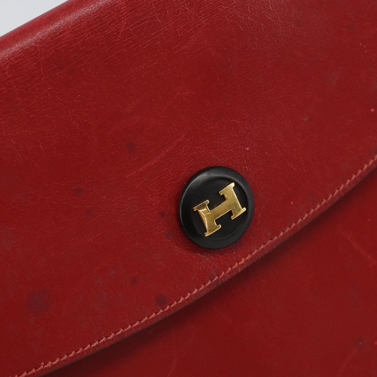 HERMES Clutch Bag Leather Red Auth mr1895