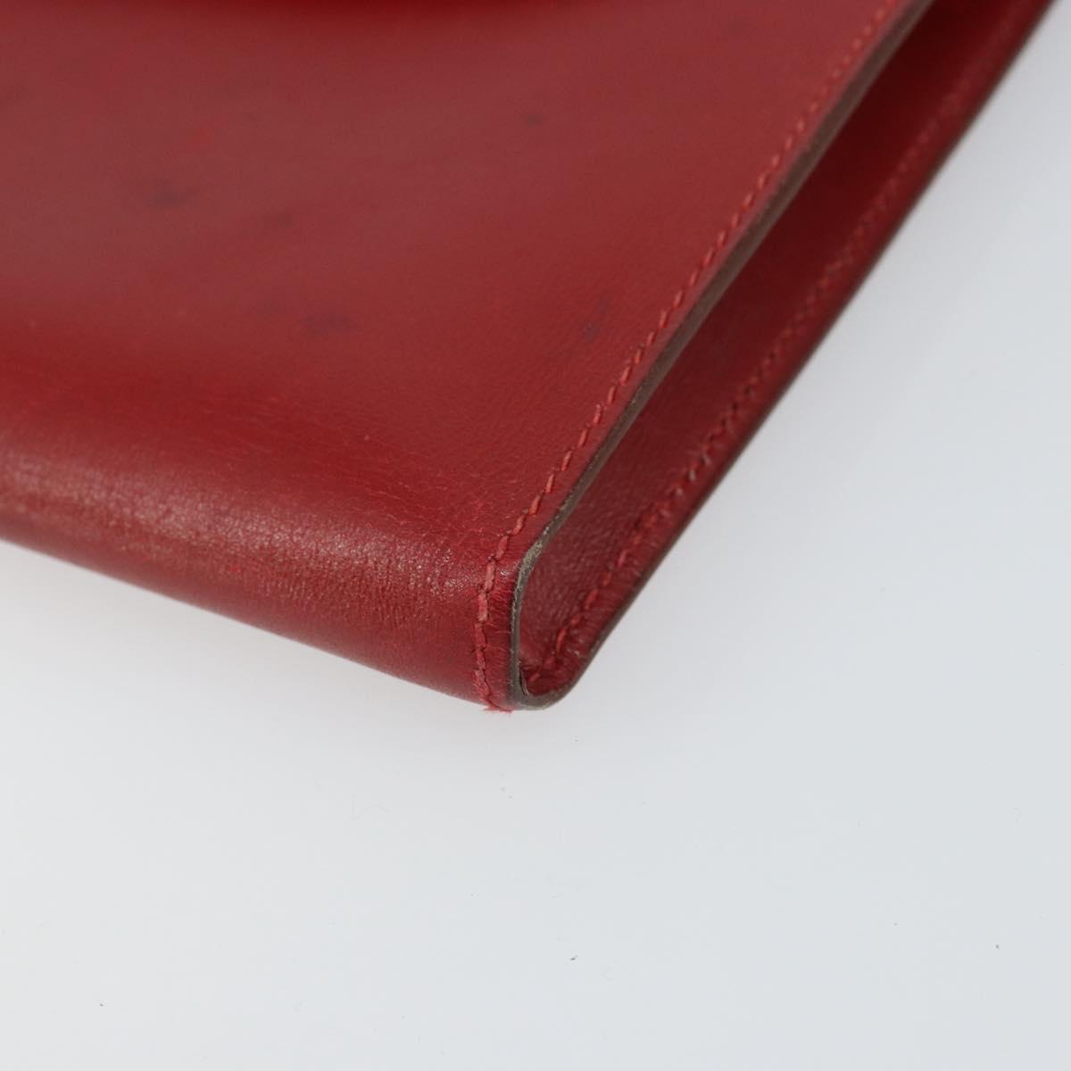 HERMES Clutch Bag Leather Red Auth mr1895