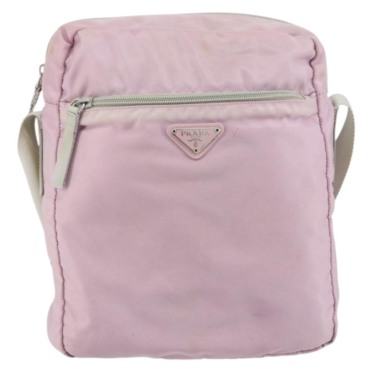 PRADA Shoulder Bag Nylon Pink Silver Auth mr1900