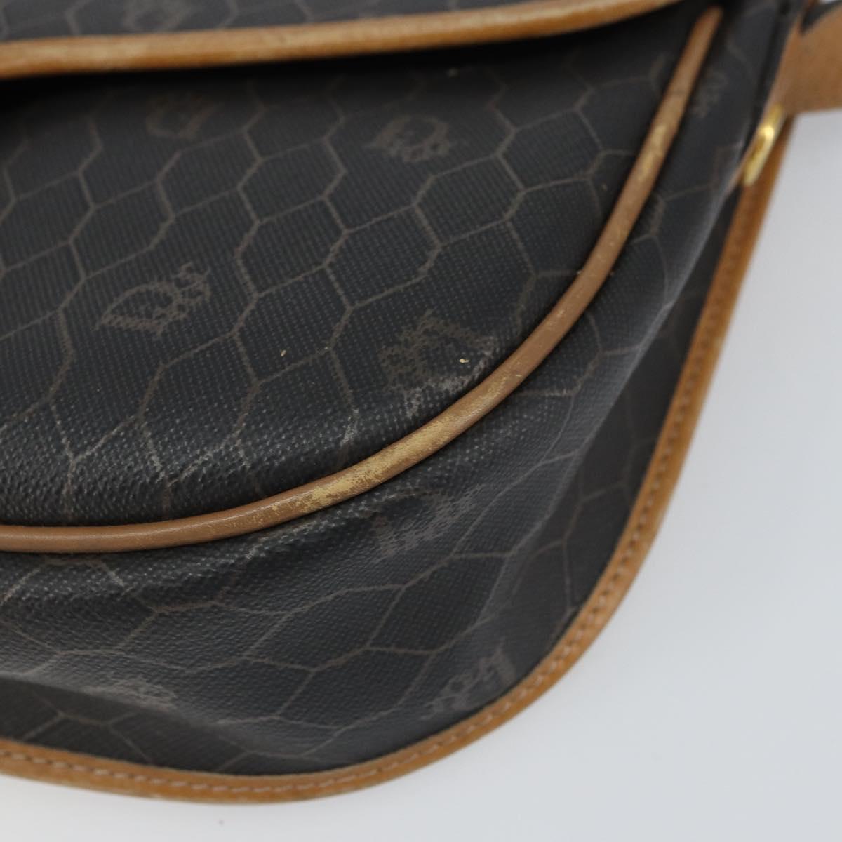 Christian Dior Honeycomb Canvas Shoulder Bag Black Gold Auth mr1916