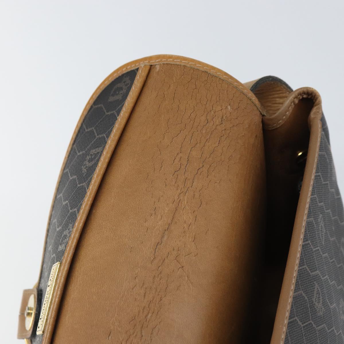 Christian Dior Honeycomb Canvas Shoulder Bag Black Gold Auth mr1916